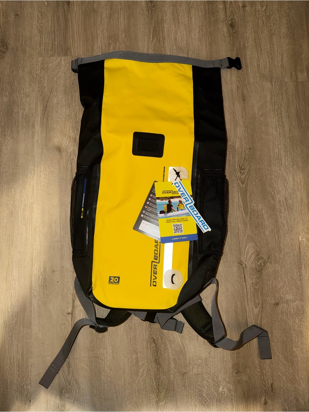 20L Yellow Waterproof Roll-Top Backpack